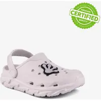 Coqui Kinder Clogs Cody Khaki-Grau mit verstellbaren Anhängern und Individualisierungsmöglichkeiten