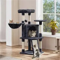 Yaheetech Kratzbaum Kleine Katzenbaum Katzenkratzbaum mit Katzenhöhle Kratzbrett Stabil Katzenhaus für Katzen, Dunkelgrau