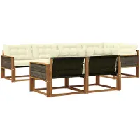 vidaXL Outdoor-Sofagarnitur 7 stk. Natur und Creme