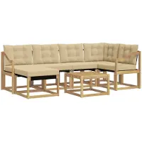 vidaXL Outdoor-Sofagarnitur 7 stk. Weiß und Beige