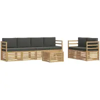 vidaXL Outdoor-Sofagarnitur 7 stk. Weiß und Anthrazit Polyester