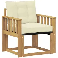 vidaXL Outdoor-Sofa Massives Akazienholz und Textilene Weiß