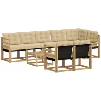 vidaXL Outdoor-Sofagarnitur 9 stk. Weiß und Beige