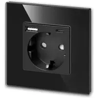 World-trading-net UP-Steckdose mit USB-A&-C Ladeg Glas-Rahmen Schwarz