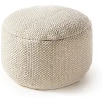 Benuta Pure - Handgefertigter Woll Pouf Rocco Weiß 55x55x30 cm