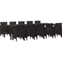 vidaXL Garten Essgruppe 11 stk. Braun Rattan