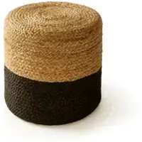 Benuta Pure Handgefertigter Jute Pouf Jutta Hellbraun/Schwarz 40x40x40 cm - Naturfaserteppich aus Jute