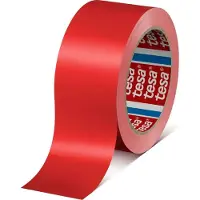 TESA 3 Rollen 60404 PVC Klebeband für Innenverpackungen, 66 m x 50 mm, rot