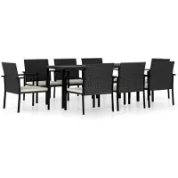 vidaXL 9-tlg. Garten-Essgruppe Poly Rattan Schwarz