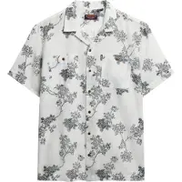 Superdry für Herren. M4010793A Weißes kurzärmeliges Strandhemd (XXL), Lässig, Baumwolle, Kurzarm