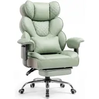 COMHOMA Ergonomischer Gaming Stuhl, Bürostuhl 180 kg, mit Verstellbarer Lendenstütze & Fußstütze, Hybrid-Design aus Kunstleder & Mesh, Chefsessel