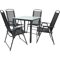 VCM 5-tlg Gartenmöbel Set | Sitzgruppe Essgruppe | 1x Tisch, 4x Stühle | Tisch Maße ca. H. 76 x B. 80 x T. 80 cm | Hochlehner Set 80M