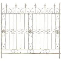 DELUKE Gartenzaun LINUS Antik - 124x1x116cm, Metall, Antik-Creme | Steckzaun Element Rankzaun Eisen