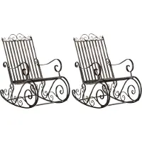 CLP 2er Set Schaukelstühle Smilla Schwingstühle mit hoher Rückenlehne bronze