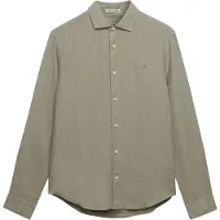 Superdry für Herren. M4011103A Riviera Leinenhemd grün (L), Lässig, Klassisch, Langarm