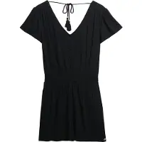 Superdry für Damen. W8011880A Bedruckter kurzärmeliger Jumpsuit schwarz (S), Lässig, Viskose, Kurzarm