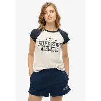 Superdry für Damen. W1011603A Athletic Essential Cap T-Shirt weiß (M), Lässig, Baumwolle, Kurzarm