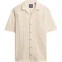 Superdry für Herren. M4011058A Gestricktes Textur-Shirt beige (XXL), Lässig, Baumwolle, Kurzarm