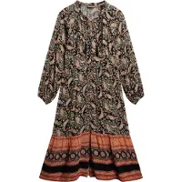 Superdry für Damen. W8011887A Schwarzes bedrucktes Midikleid (S), Lässig, Langarm, Bio-Baumwolle, Nachhaltig
