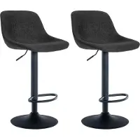 DELUKE 2er Set Barhocker HODOR - Stoff Schwarz 43x49x79 cm | Barstuhl Höhenverstellbar Mit Lehne Drehbar Tresenhocker Tresenstuhl Kneipenhocker Kneipenstuhl