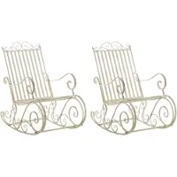 CLP 2er Set Schaukelstühle Smilla Schwingstühle mit hoher Rückenlehne antik-creme