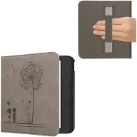Kwmobile Klapphülle kompatibel mit Kobo Kobo Libra Colour / Tolino Vision Color - Hülle aus Kunstleder für eReader - mit Handschlaufe - Pusteblume