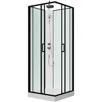 Vente-unique Quadratische Duschkabine - Schwarz & Weiß - 80 x 80 x 220 cm - SAMABI