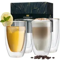 Königsglas Macchiato, Latte Macchiato-Gläser by Heidenfeld, 300 ml, Set, doppelwandig, handgefertigt (4er Set)