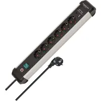 Brennenstuhl Premium-Alu-Line Steckdosenleiste, 6-fach, USB-C PD 30W, Aluminium, 3m Kabel, schwarz/silber
