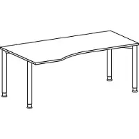 Geramöbel PC-Tisch, links, BxTxH 1800x800-1000x680-800 mm, höhenverstellbar, Platte lichtgrau, Rundrohrgestell anthrazit