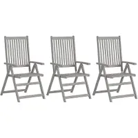 vidaXL Eleganten-Stil Verstellbare Gartenstühle 3 Stk. Grau Massivholz Akazie DE5841272