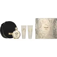 Versace Edp-Parfüm 100 ml / Duschgel 100 ml / Körperlotion 100 ml / Kosmetiktasche – Eros Pour Femme Geschenkset