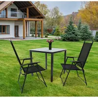 VCM 3-tlg Gartenmöbel Set | Sitzgruppe Essgruppe | 1x Tisch, 2x Stühle | Tisch Maße ca. H. 76 x B. 80 x T. 80 cm | Hochlehner Set 80M