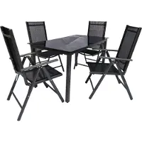 VCM 5-tlg Gartenmöbel Set | Sitzgruppe Essgruppe | 1xTisch, 4x Stühle | Tisch Maße ca. H. 76 x B. 140 x T. 80 cm | Garten Set – Stühle 140 SW