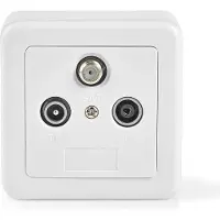 Nedis Antennen Enddose - 1x F-Connector Female / 1x IEC Connector Female / 1x IEC Connector Male - 75 Ohm - Return path - Silber / Weiss