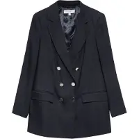 Comma Damen Blazer Blau Gr. 36 Doppelreiher Piqué-Struktur Lyocell-Viskose