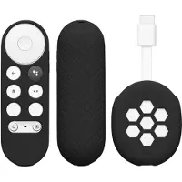 Kwmobile 2x Hülle für Fernbedienung und Streaming Gerät kompatibel mit Google Chromecast 2020 4K (not for New-Generation) - Silikon Case Set für TV