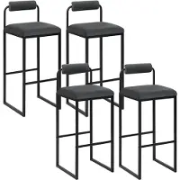 Woltu Barhocker 4er Set mit Fußstütze, Hochstuhl, Samthocker, aus Metall, Dunkelgrau