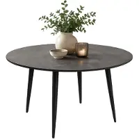 HTI Elyas runder Esstisch Ø 100 cm H 76 cm Marmoroptik Schwarz mit Metallgestell