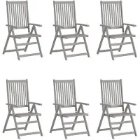 vidaXL Stabli Möbel Verstellbare Gartenstühle 6 Stk. Grau Massivholz Akazie CC4033803