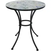 HTI Runder Metall Gartentisch Celia Landhaus Stil Lilien Motiv Ø 57 cm Höhe 68 cm