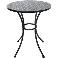 HTI Gartentisch Celia rund Metall Ø 57 x H 68 cm Schwarz/Weiß Blumenmuster