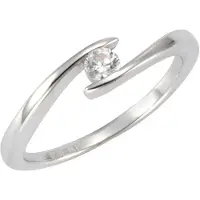 Zeeme Silber Ring Silber 925 rhodiniert mit weißem Zirkonia-Stein
