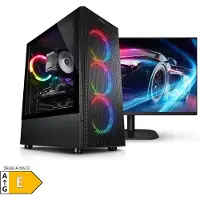 Kiebel.de PC Set Gaming mit 27 Zoll TFT Raptor Intel Core i7-12700KF, 32GB DDR4, NVIDIA RTX 5060 Ti 8 GB, 1TB SSD, WLAN, Windows 11, Komplettsystem Gaming