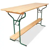 Degamo Stehtisch BAMBERG 220cm klappbar, Metall + Holz lackiert, mit Fuss-Stütze