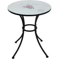 HTI Gartentisch Celia Bienvenue, rund, Metall, Ø 57 x H 68 cm, Vintage Stil, sommerliche Farben