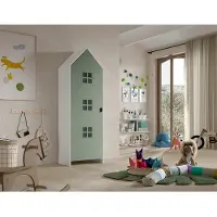 Vipack - CASAMI BRUGES Schrank mit 1 Tür, 3 Fenster, Ausführung MDF grün lackiert