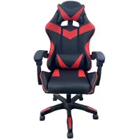 HTI Gamingstuhl Krit Schwarz Kunstleder, ergonomisch, Lordosenstütze mit Massagefunktion, Kippfunktion, 110 kg
