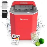 Juskys Eiswürfelmaschine IceOracle - Eiswürfel in wenigen Minuten - 12 kg/Tag in 2 Größen - Rot
