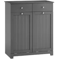 SoBuy Badezimmerschrank mit Wäschekörben - Holz - grau - 78x38x90 cm